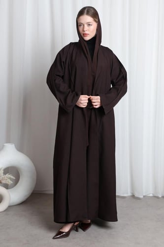 عباية بني محروق قيطان بارز من الأكمام والأمام والخ...