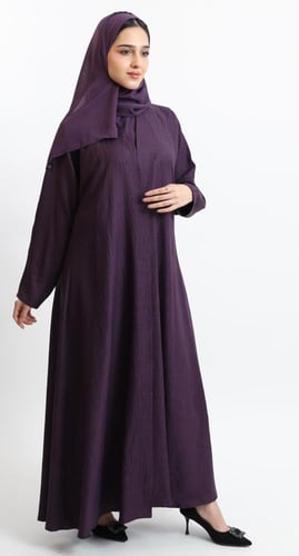 عباية نصف كلوش بنفسجي - لينن قطني