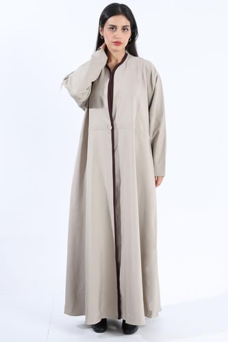 عباية دافئة ياقة مغلقة كريب باربي سكري