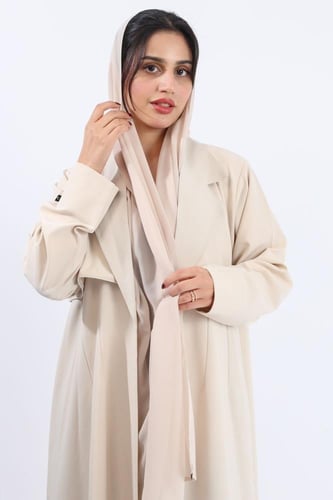 عباية ياقة وجاكيت قصير سكري كريب