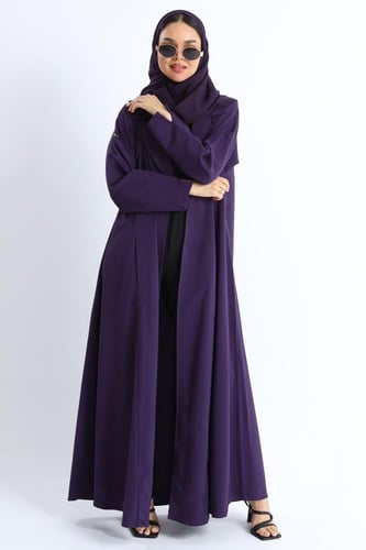 عباية ياقة أنيقة لون بنفسجي كريب أوكراني