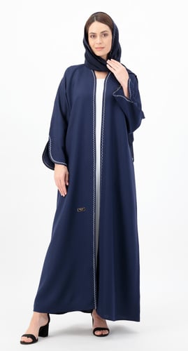 عباية كحلية تطريزات ناعمة