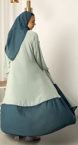 عباية دبل فيس تيفاني ناعم وتركواز