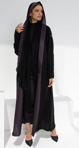 عباية دبل فيس بنفسجي أرجواني وأسود