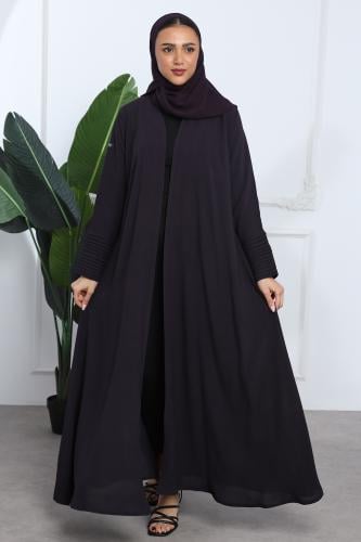 عباية كلوش كريب أمريكي أكمام بكسرات بنفسجي