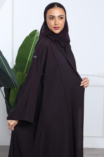 عباية تطريز بارز انترنت أكمام واسعة بنفسجي