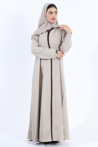 عباية دافئة ياقة مغلقة كريب باربي سكري