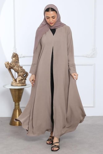 عباية كلوش كريب أمريكي أكمام بكسرات بيج