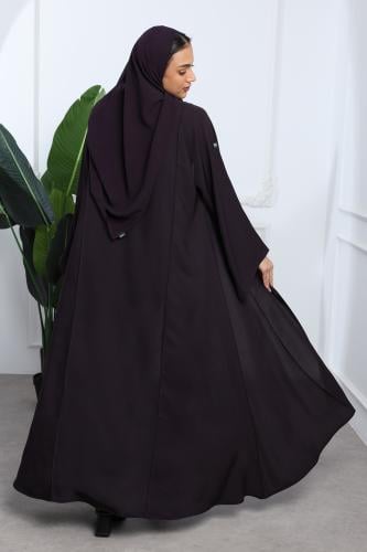 عباية تطريز بارز انترنت أكمام واسعة بنفسجي