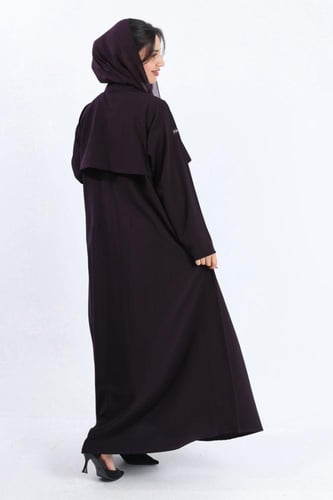 عباية ياقة وجاكيت قصير بنفسجي كريب