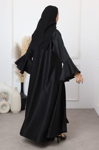 عباية جاكار نقوش ناعمة أكمام كلوش وكسرات