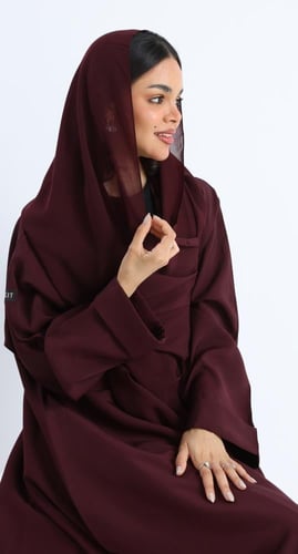 عباية باردة كريب ياباني عنابي