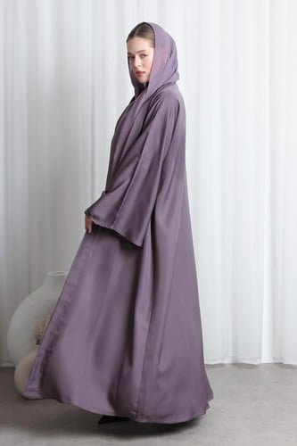 عباية أكمام واسعة موف - حرير بارد