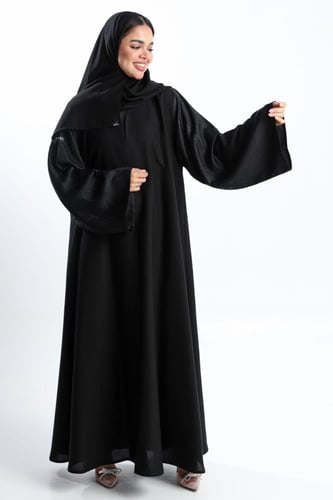 عباية سوداء أكمام جاكار أقواس لامعة