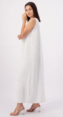 فستان عباية أبيض كريب