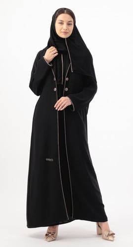 عباية بـ ياقة وفستان متصل - تفاصيل لحمي