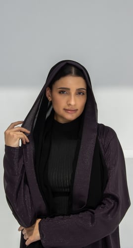 عباية دبل فيس بنفسجي أرجواني وأسود