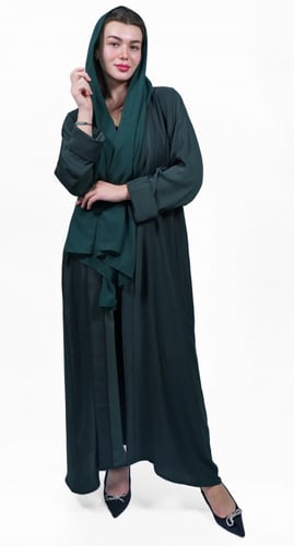 عباية حرير مغسول خضراء