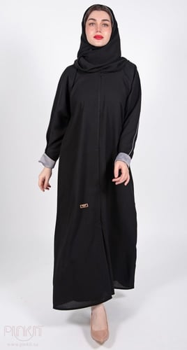 عباية سوداء طقطق تفاصيل رمادي