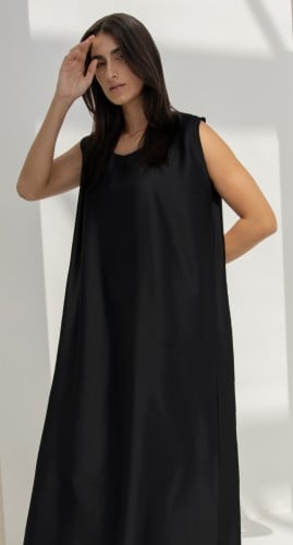 فستان عباية أسود حرير بارد