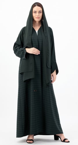 عباية مقلمة لون أخضر