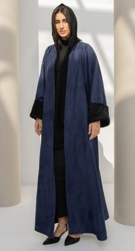 عباية شتوية فروة شامواه كحلي