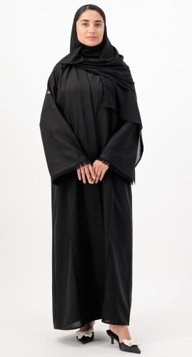عباية برج الميزان تطريز أسود