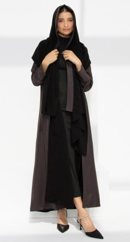 عباية دبل فيس بني عودي وأسود