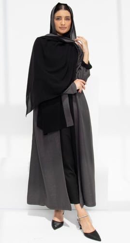 عباية دبل فيس رمادي وأسود