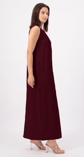 فستان عباية عنابي كريب