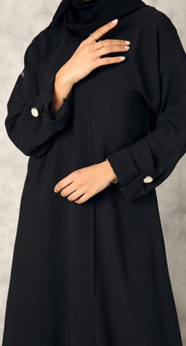 عباية سوداء كلاسيكية كريب أمريكي