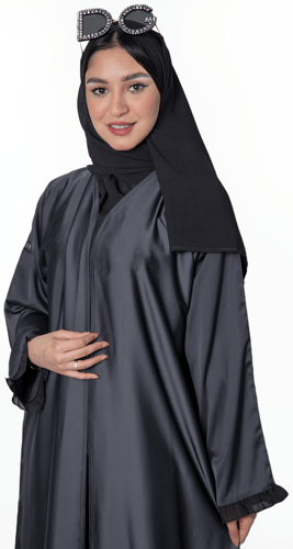 عباية حرير صيفي لامع رمادي