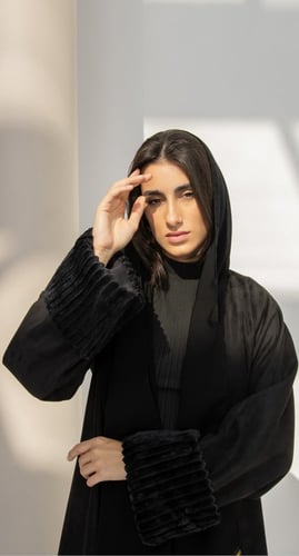 عباية شتوية فروة شامواه أسود