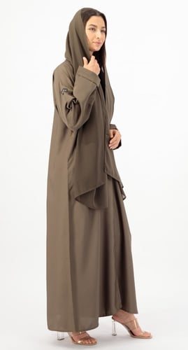 عباية زيتي برونزي حرير بارد