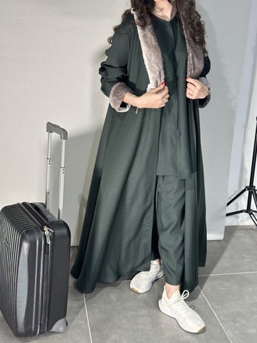 عباية السفر فرو " أخضر" S55