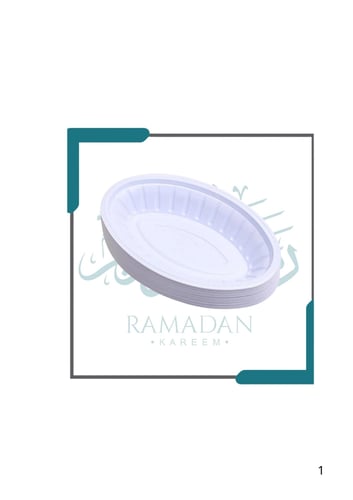 صحن بلاستيك بيضاوي 50حبة رقم نص