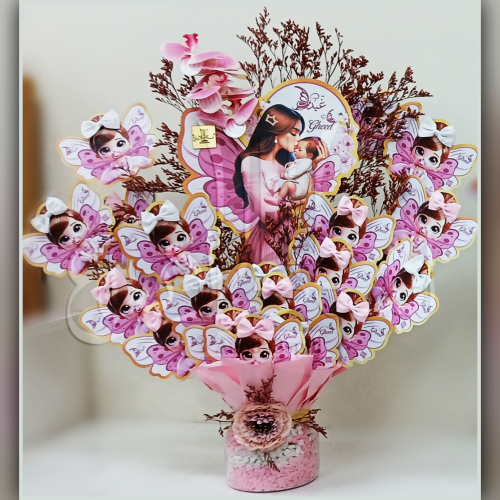 توزيعات باقة لمسات الأمومة_فراشات السعادة المخصصة