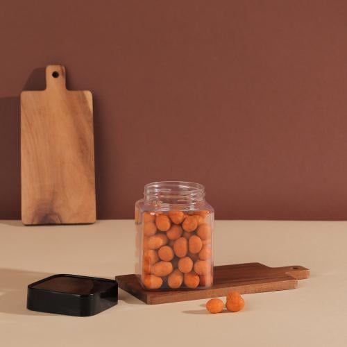 مجموعة (12) علبة بلاستيك فاخرة بغطاء أسود - 300 مل