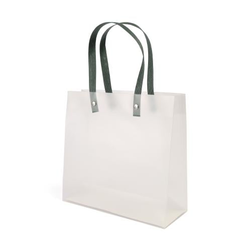 مجموعة(6) أكياس هدايا حجم وسط شفافة بمسكة يد أخضر