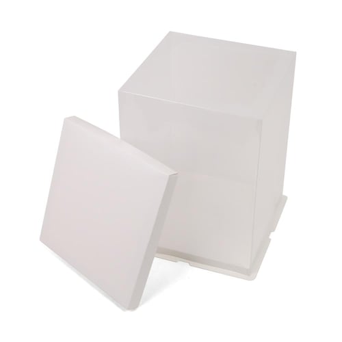 علبة شفافة بقاعدة وغطاء أبيض|30 سم