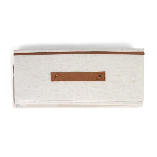 صندوق تخزين قماشي بسحاب لون بيج | 16*26*38 سم