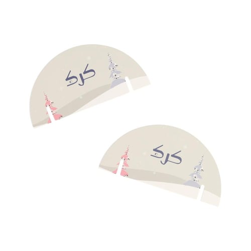 مجموعة (12) كرت للأكواب "كرك" بثيم شتوي - لون رماد...