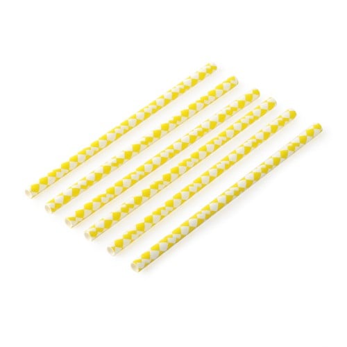 مصاص ورق اصفر وابيض بنمط مربعات (25) حبة