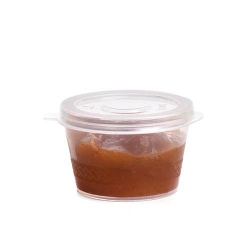 مجموعة (50) علبة بلاستيك شفافه للصوصات بغطاء متصل...