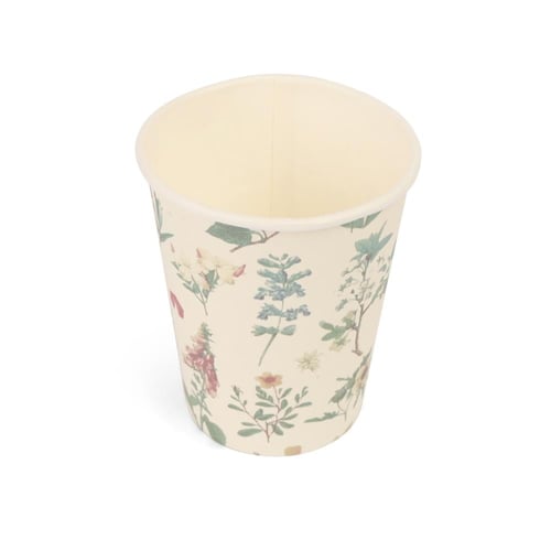 مجموعة (10) أكواب ورقية بطباعة أزهار | 9 أنز