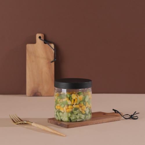 مجموعة (12) علبة بلاستيك بغطاء أسود | 350مل