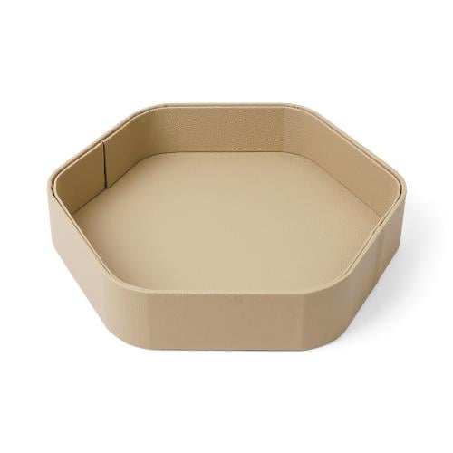 صينية جلد مع شريطة بعبارة "عيدكم مبارك" لون بيج رم...