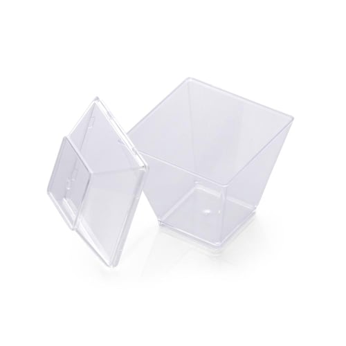 كاسات حلى بلاستيك شفافة فاخرة بغطاء منفصل - (12) ح...