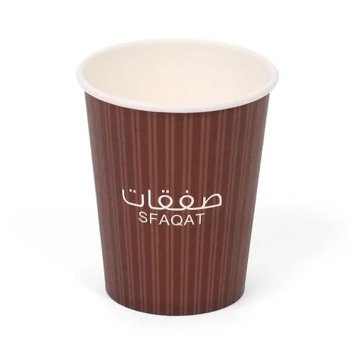 مجموعة (50) كوب ورقي مخطط لون عودي | 9 أنز