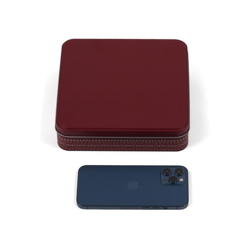 علبة معدنية مربعة بغطاء فاخرة لون عودي-(1) حبة